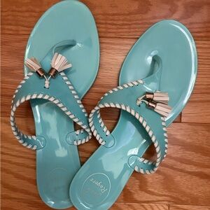 Jack Rogers Aqua Sandals with Tassel Accents